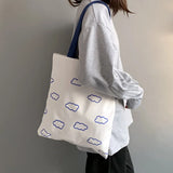Clouds Printing Tote Bags Casual Eco Cotton Cloth Shoulder Shopper Bag for Girls