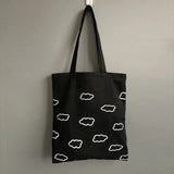 Clouds Printing Tote Bags Casual Eco Cotton Cloth Shoulder Shopper Bag for Girls