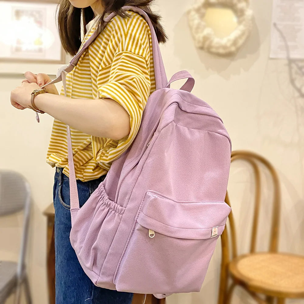 Female College Bag Cotton Fabric Student Women Backpacks