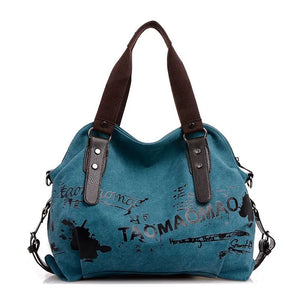 Graffiti Canvas Women's Tote Large Shoulder Bag Vintage Handbag