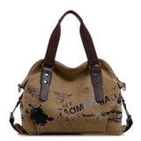 Graffiti Canvas Women's Tote Large Shoulder Bag Vintage Handbag