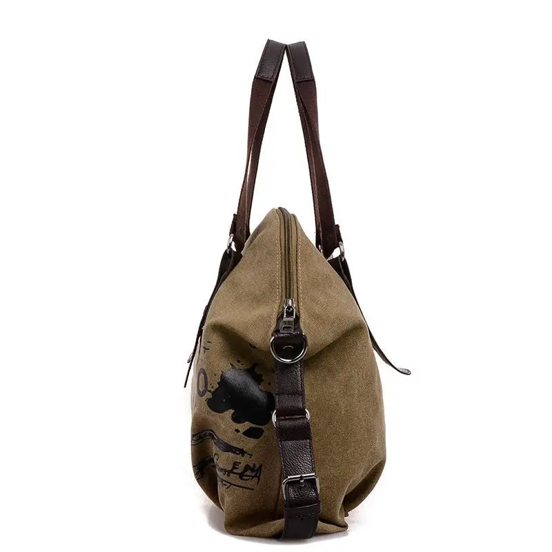 Graffiti Canvas Women's Tote Large Shoulder Bag Vintage Handbag