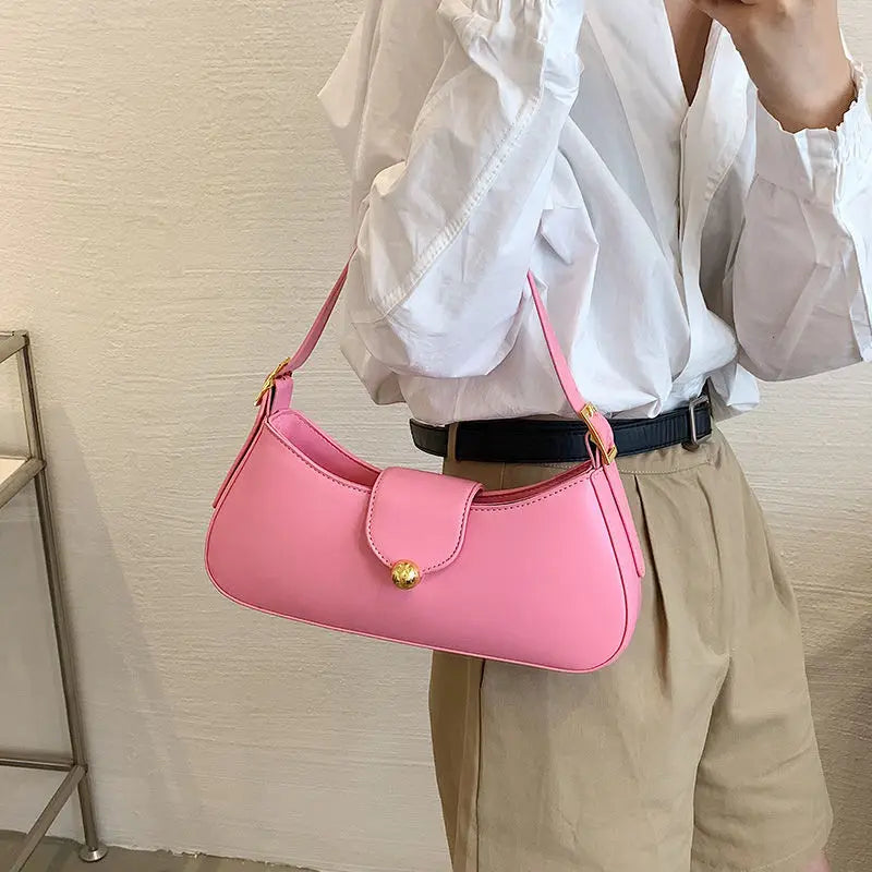 Green High Side Bag Pink Leather Shoulder Bags For Women