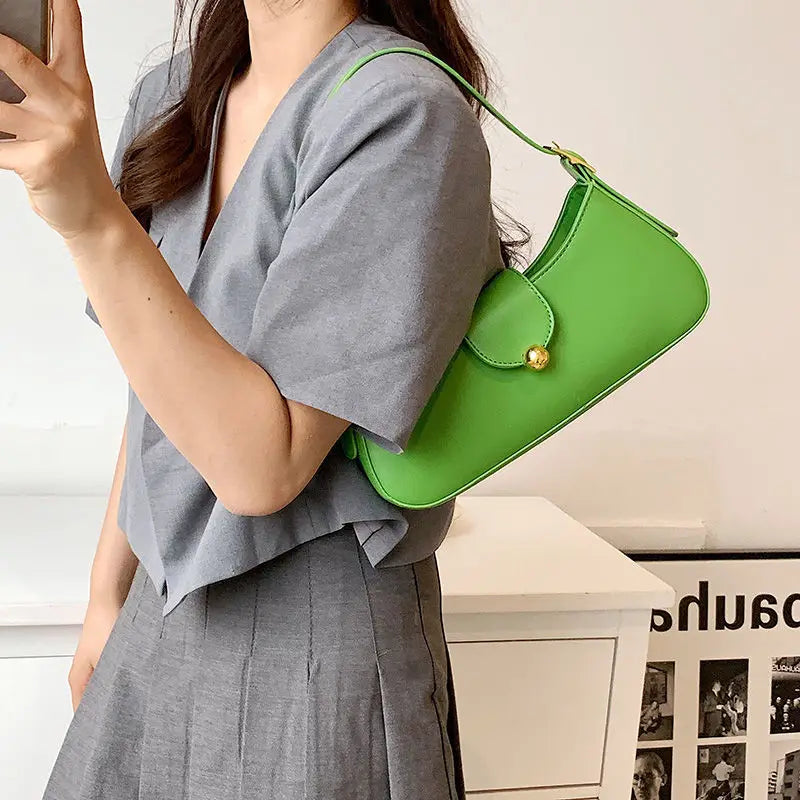 Green High Side Bag Pink Leather Shoulder Bags For Women