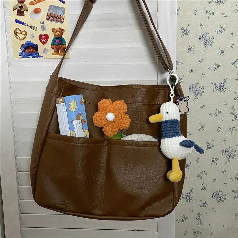 Brown Retro Shoulder Bags Female Sets Flap Bag Women Shoulder Bag