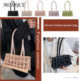 Women Hollow Shoulder Bag PU Leather Small Messenger Bag