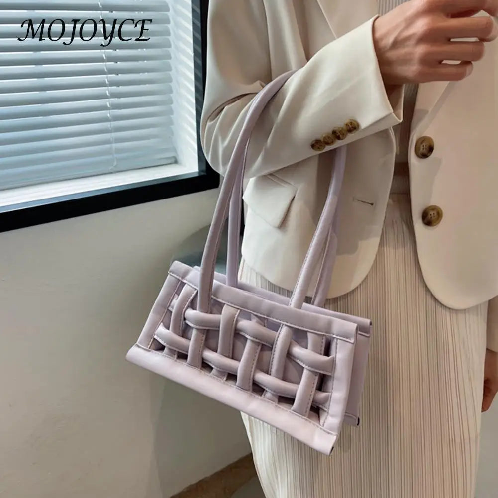 Women Hollow Shoulder Bag PU Leather Small Messenger Bag