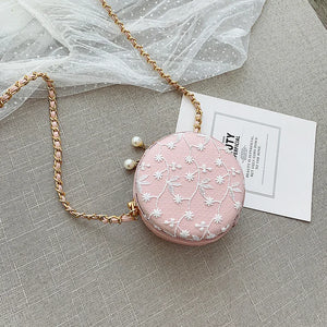 Women's Lace Circular Crossbody Bag PU Leather Handbag