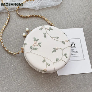 Women's Lace Circular Crossbody Bag PU Leather Handbag
