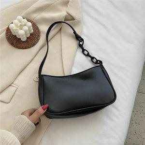 Casual Women Leather Chain Handbag Solid Totes Shoulder Bags