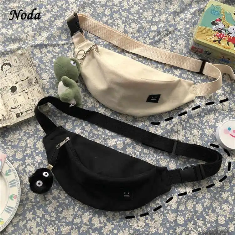 Women Canvas Waist Bag Casual Chest Bag Youth Bosom Bag