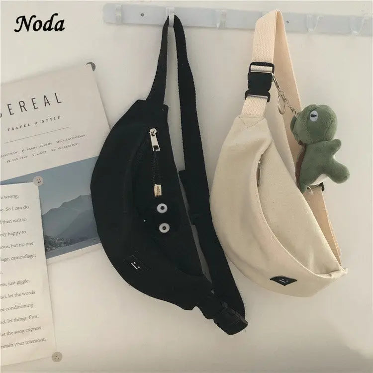 Women Canvas Waist Bag Casual Chest Bag Youth Bosom Bag
