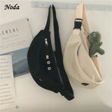 Women Canvas Waist Bag Casual Chest Bag Youth Bosom Bag