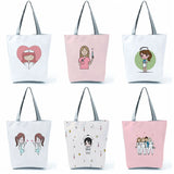 Female Nurse Printed Women Shopping Bag High Capacity Beach Eco Reusable S...