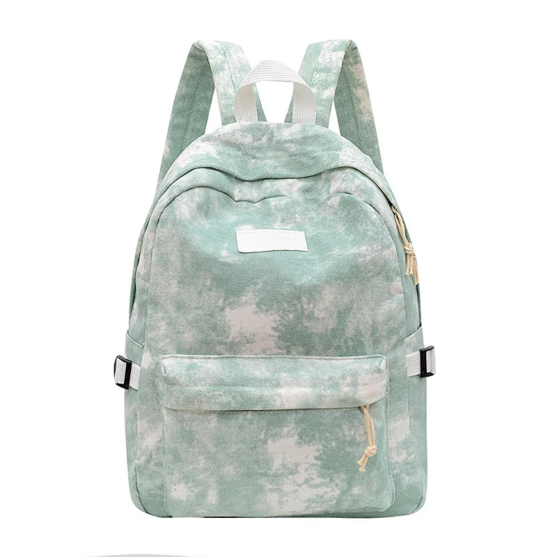 Casual Nylon Backpack for Women Solid School Bag