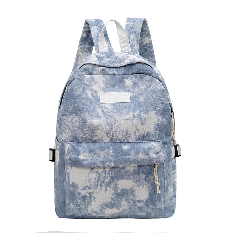 Casual Nylon School Backpack for Teen Girls Tie Dye Shoulder Bag