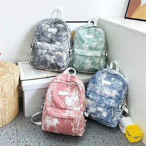 Casual Nylon School Backpack for Teen Girls Tie Dye Shoulder Bag