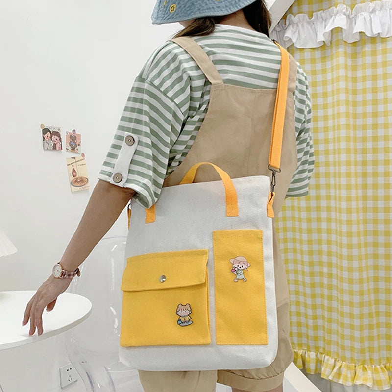 Large Canvas Shoulder Bag Women Vintage Tote Handbag