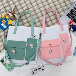 Large Canvas Shoulder Bag Women Vintage Tote Handbag