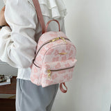 Female Portable Shoulder School Bag Soft Canvas Rucksack