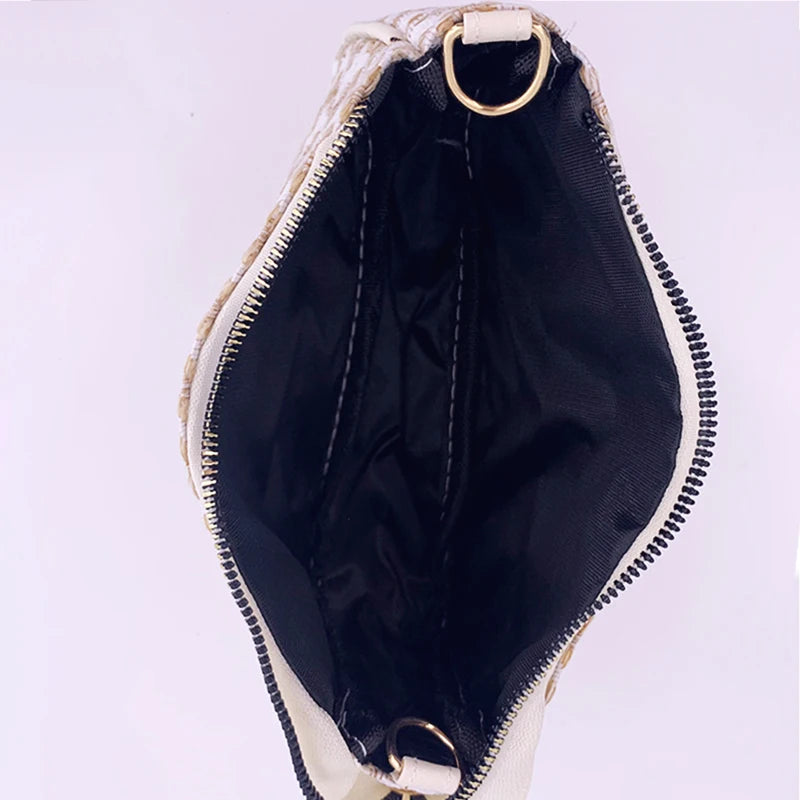 Vintage Plaid Printing Shoulder Bags with Mini Round Purse Pendant
