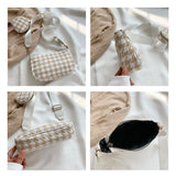 Vintage Plaid Printing Shoulder Bag Set with Mini Round Purse Pendant