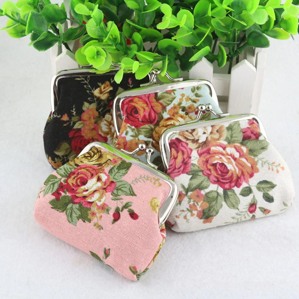 Female Wallet Rose Mini Buckle Wallets Canvas Handbag Portable