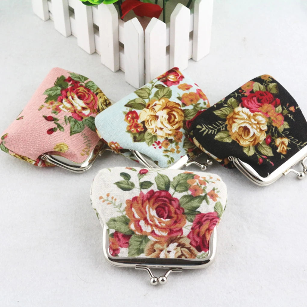 Female Wallet Rose Mini Buckle Wallets Canvas Handbag Portable