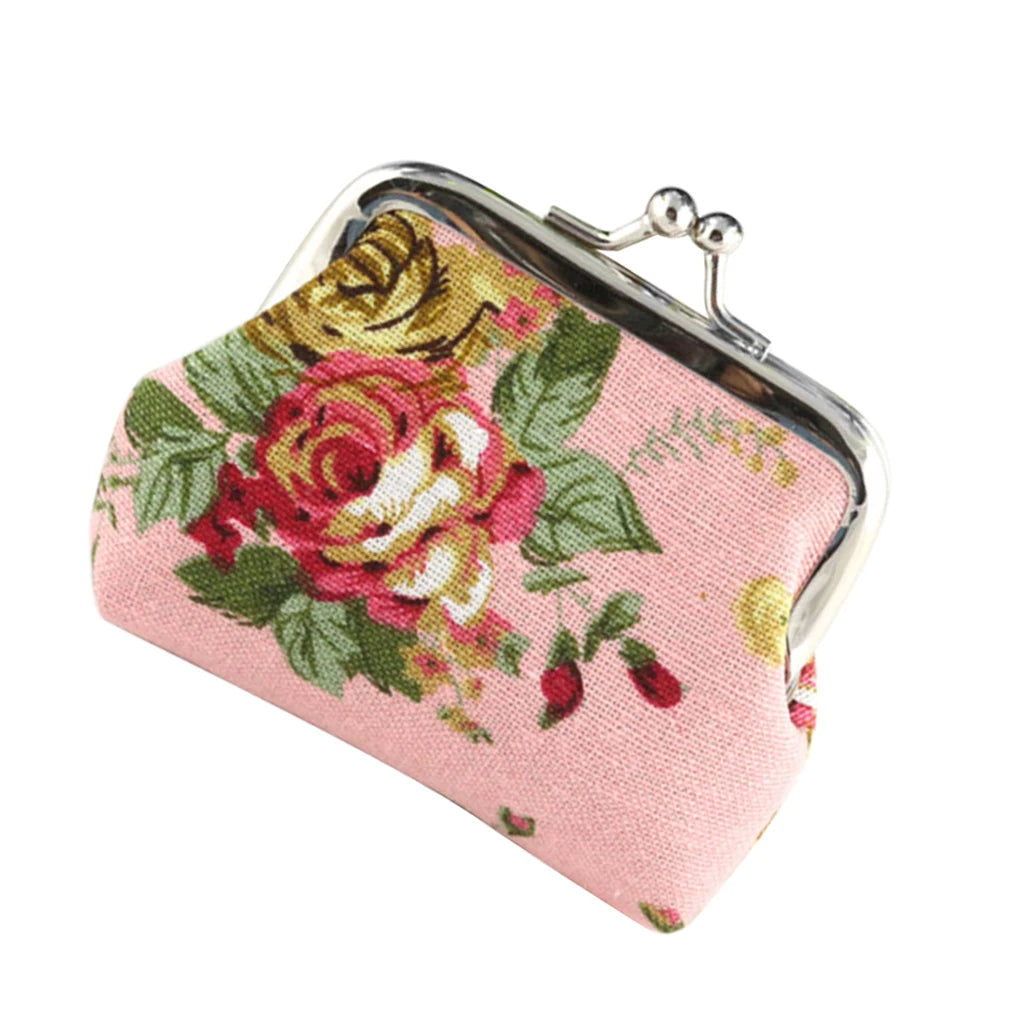 Female Wallet Rose Mini Buckle Wallets Canvas Handbag Portable