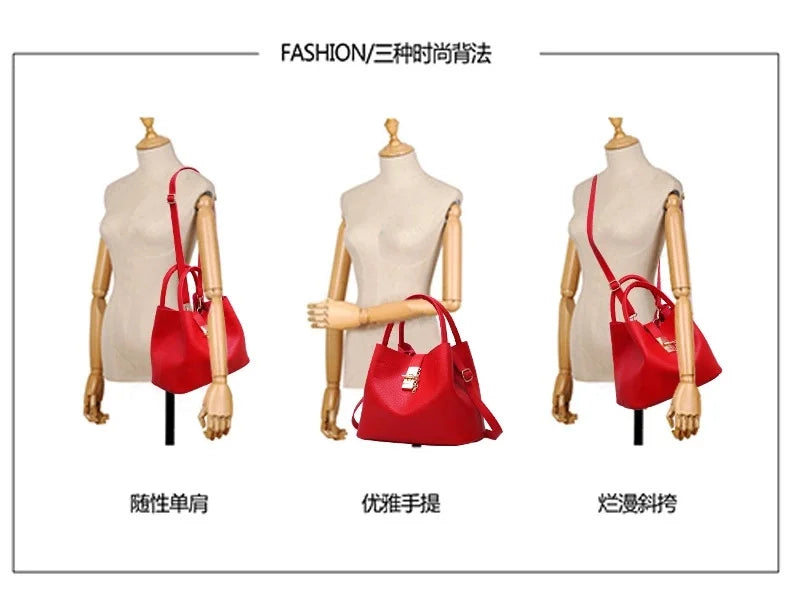 Women's PU Bucket Bag Single-shoulder Diagonal Bag