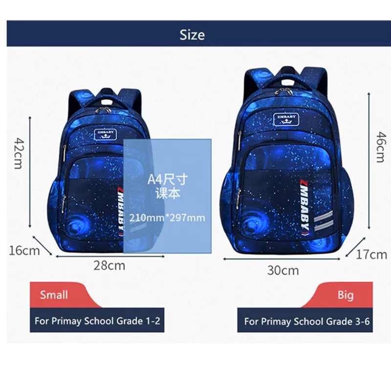 Boys Space Star Backpack - Waterproof School Bag for Kids