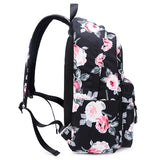 Girls Floral Backpack Set with Food Bag - Green Flowers School Bags