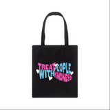 Casual Punk Cartoon Women Bag Treat People with Kindness Shoulder Bags