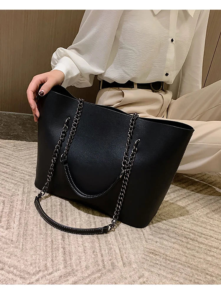 Fitshinling PU Bags For Women Leather Chain Handbags