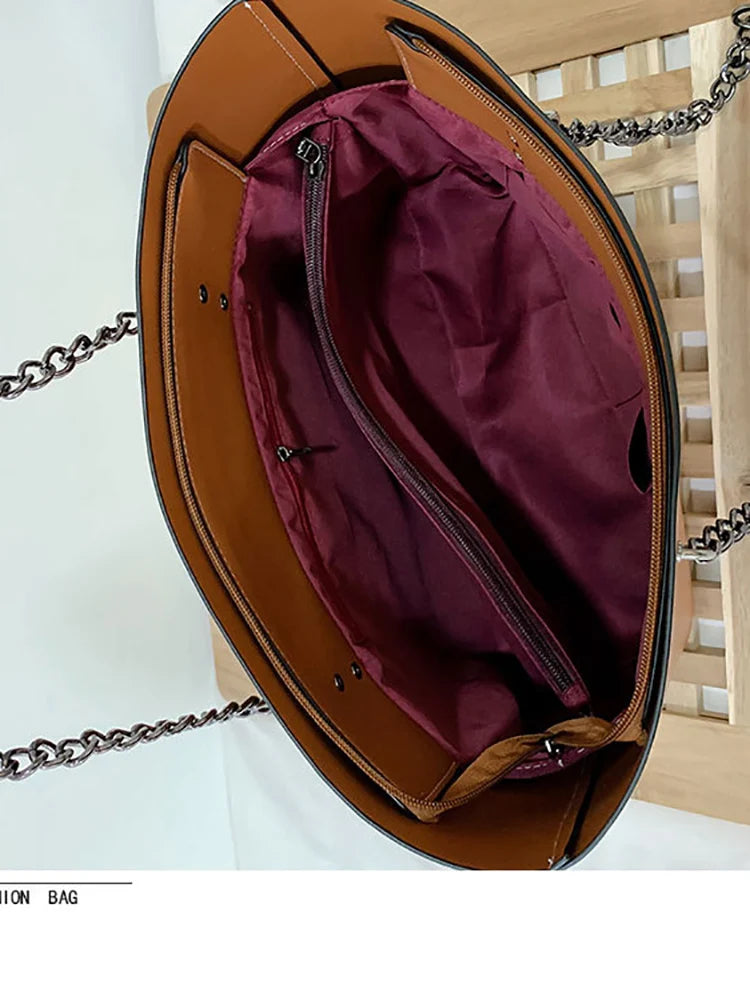 Fitshinling PU Bags For Women Leather Chain Handbags