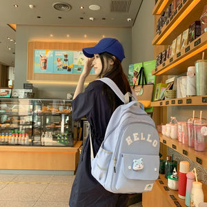 Cartoon Bear Pendant Letter Print Female Student Backpack