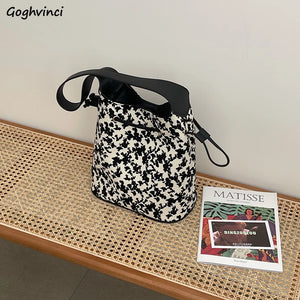 Floral Print Shoulder Bags Casual Large Capacity Bucket Handbags
