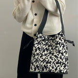 Floral Print Shoulder Bags Casual Large Capacity Bucket Handbags
