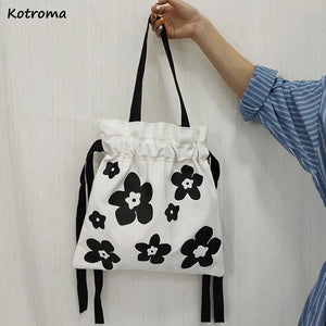 Floral Print Vintage Shoulder Bag Women Cross Body Canvas Totes Bag