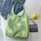 Flower Canvas Women's Bag Shoulder Art Ins Lovely Shopping Tote