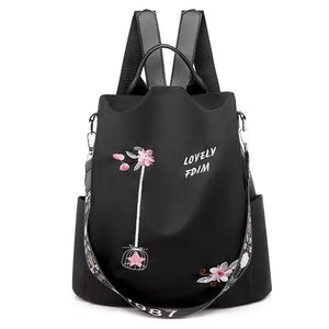 Flower Embroidery Women Backpack Anti-theft Ladies School Bag Mochilas