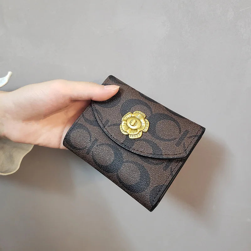 Small Fresh Flower Wallet Short Tri-fold Money Clip