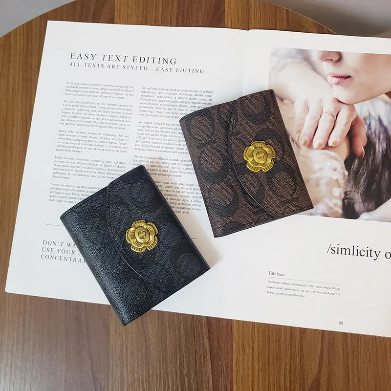 Small Fresh Flower Wallet Short Tri-fold Money Clip