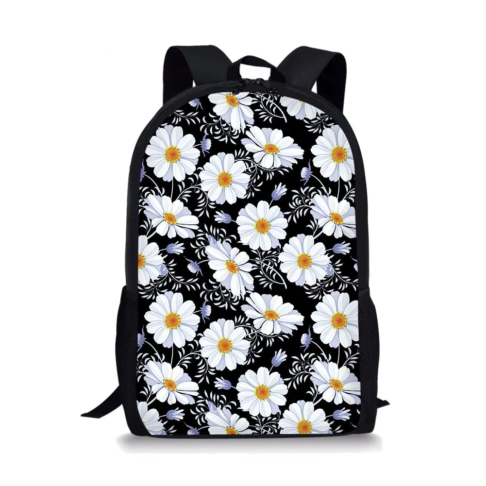 Flower Style Print Large Schoolbag Student School Backpack
