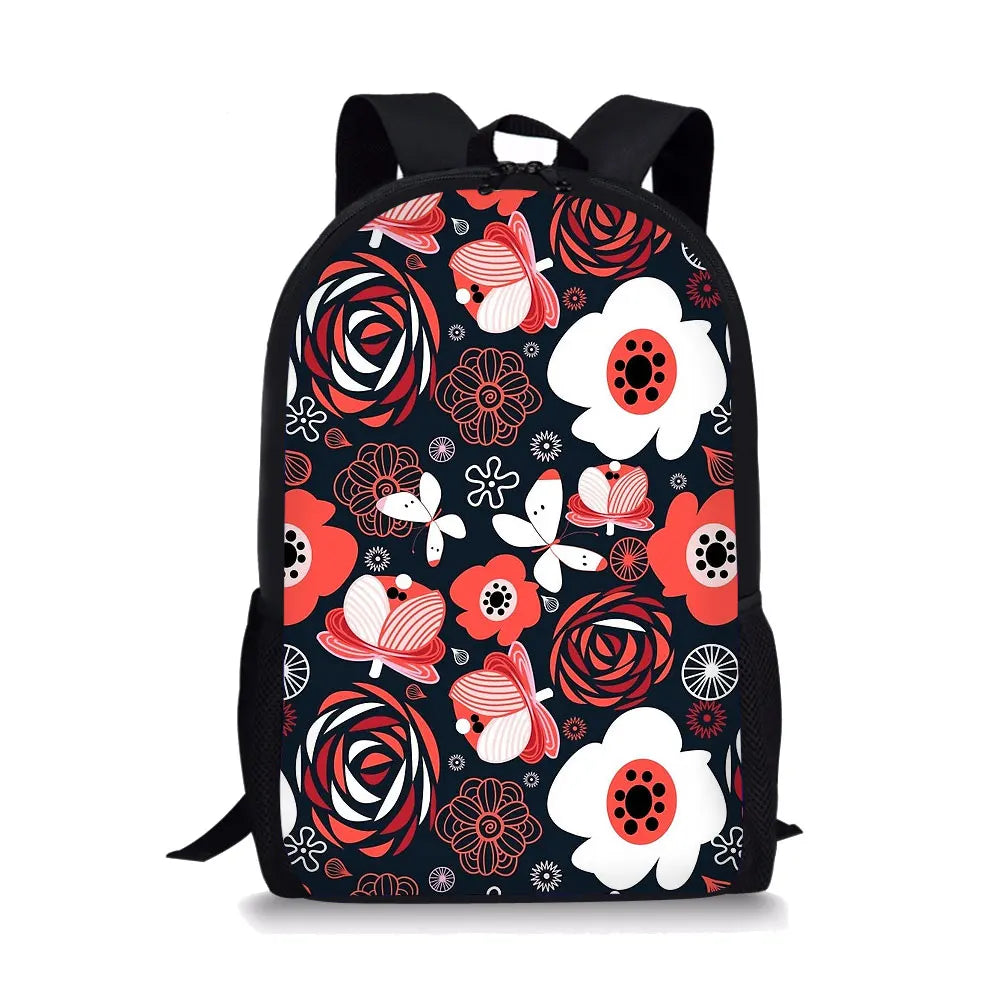 Flower Style Print Large Schoolbag Student School Backpack