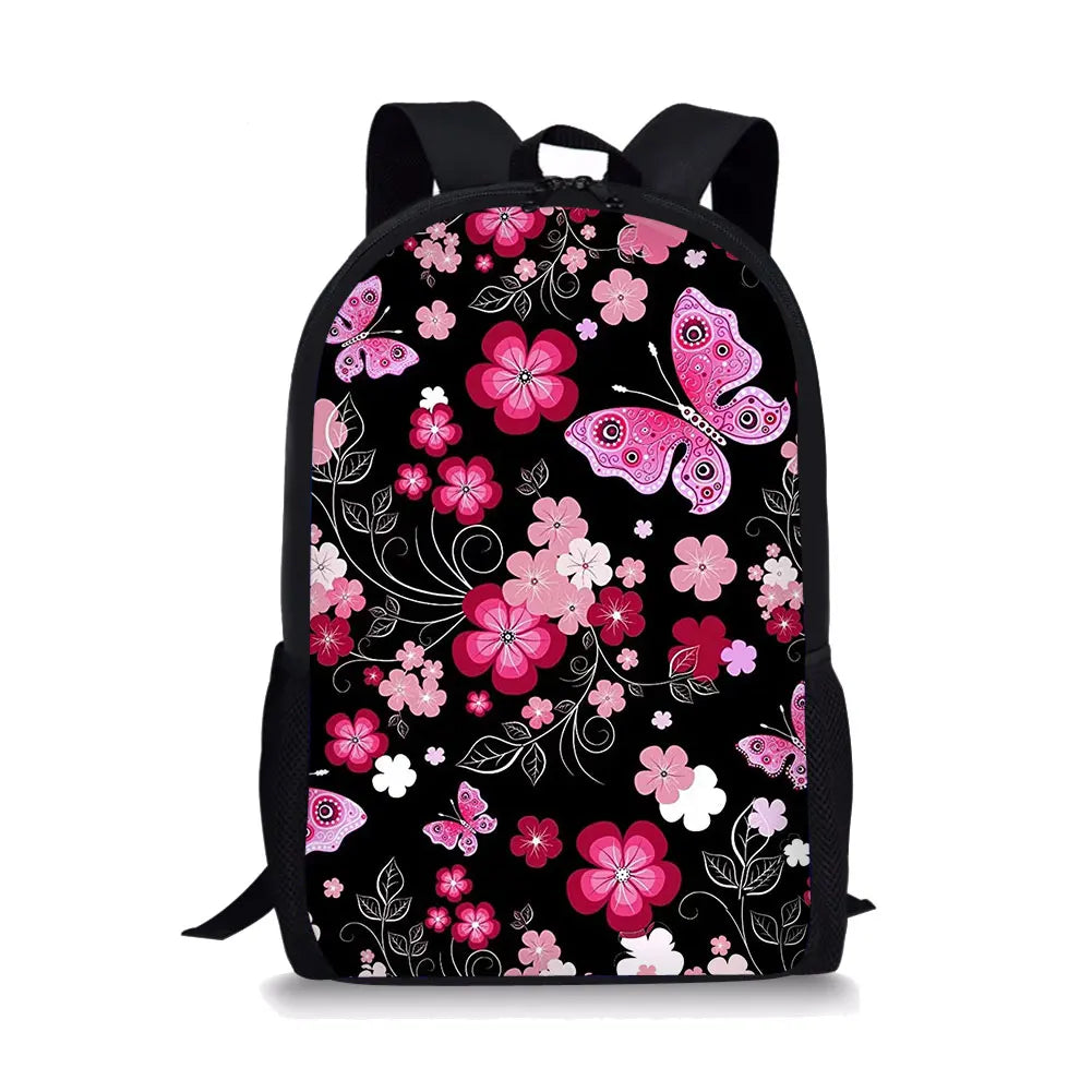 Flower Style Print Large Schoolbag Student School Backpack