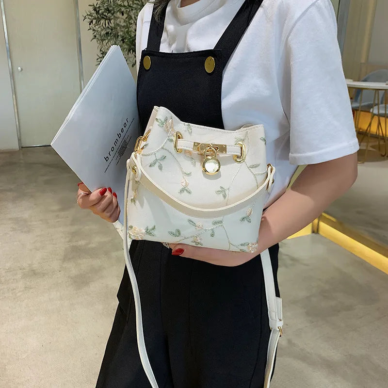 Flowers Embroidery Crossbody Bag High Handbags Shoulder Messenger Bag