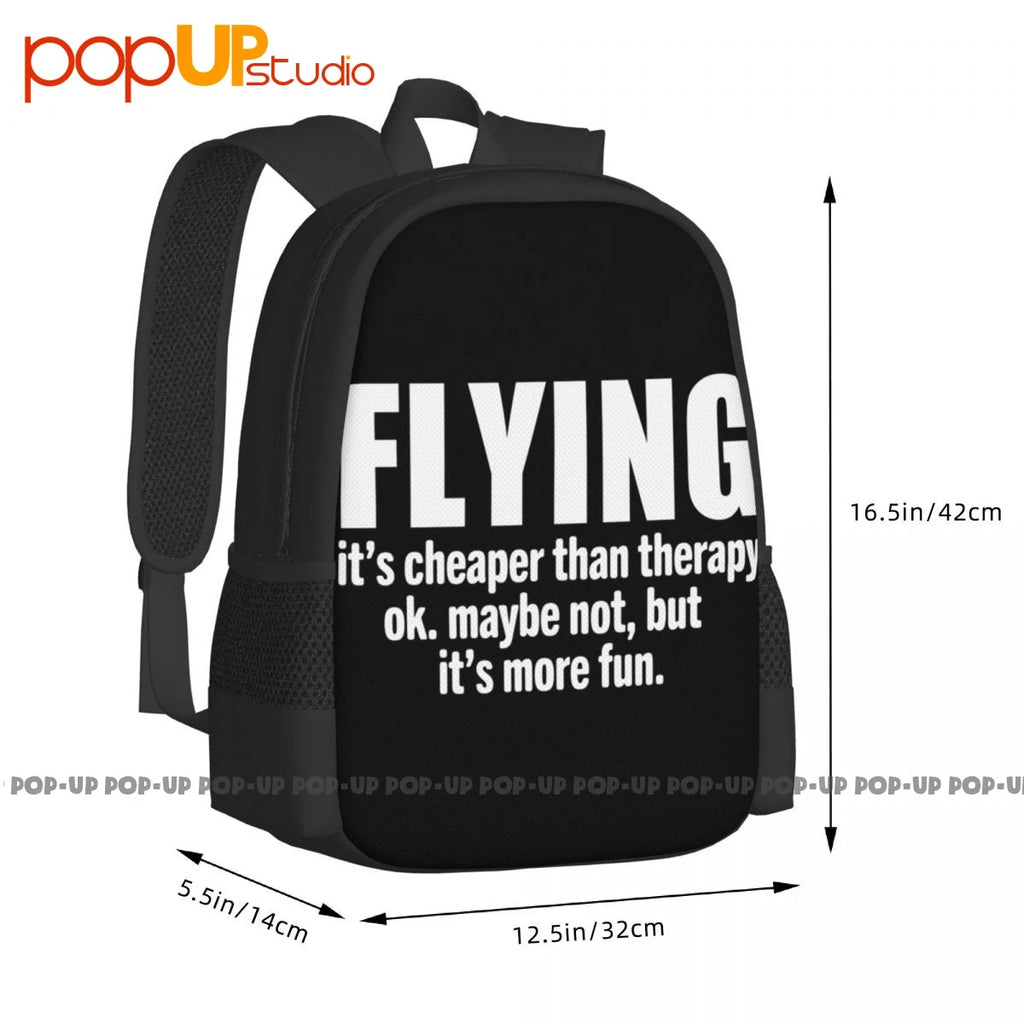 Flying It'S Cheaper Than Therapy Pilot Plane Fly Airplane Backpack