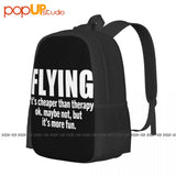 Flying It'S Cheaper Than Therapy Pilot Plane Fly Airplane Backpack