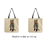 Cartoon Cat Print Beach Tote Bag Eco-Friendly Handbag for Women